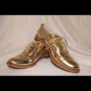 Gold Sam Edelman Oxford Wingtip Shoes